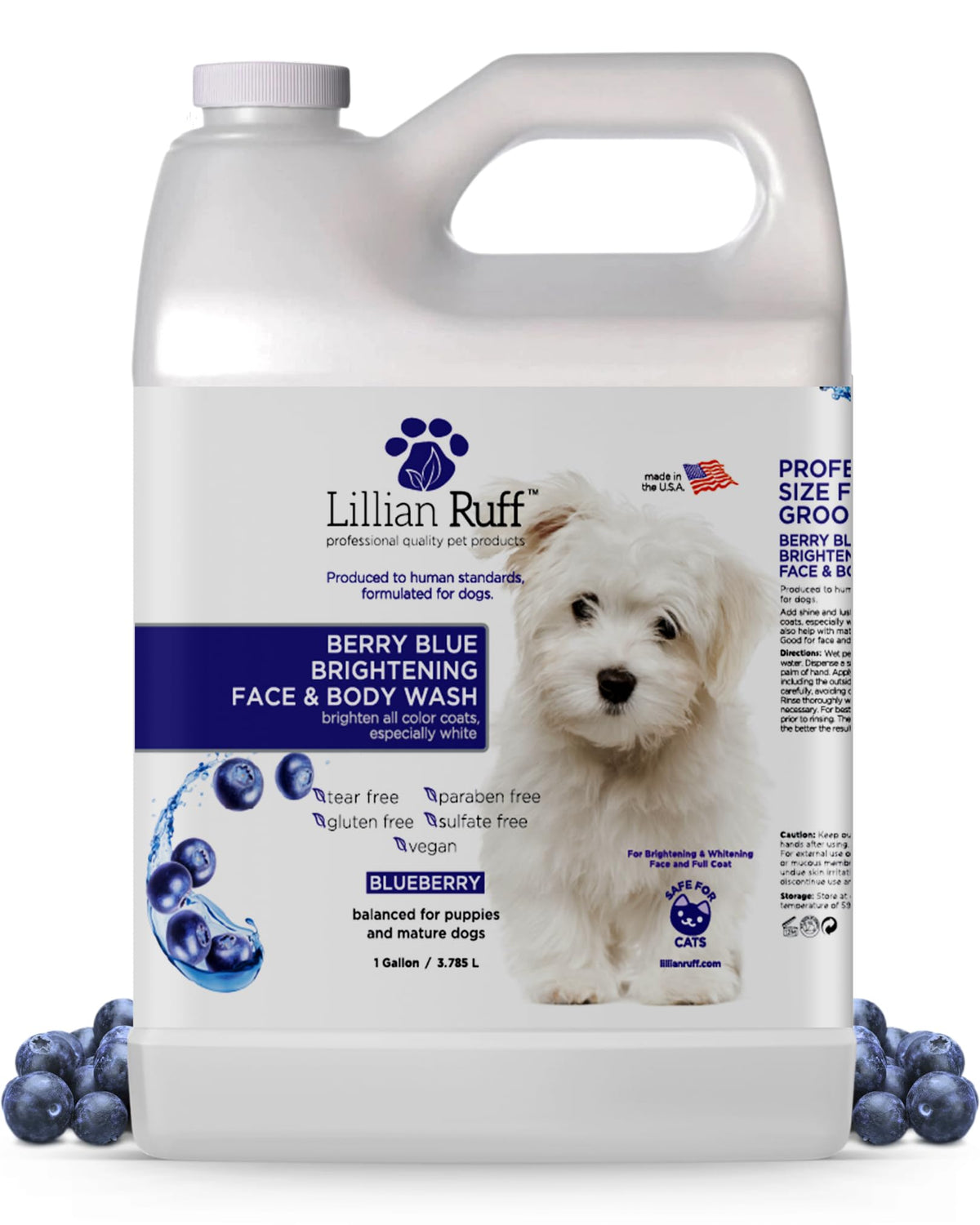 Lillian Ruff PRO Berry Blue: champú para perro con espuma cremosa para brillo.