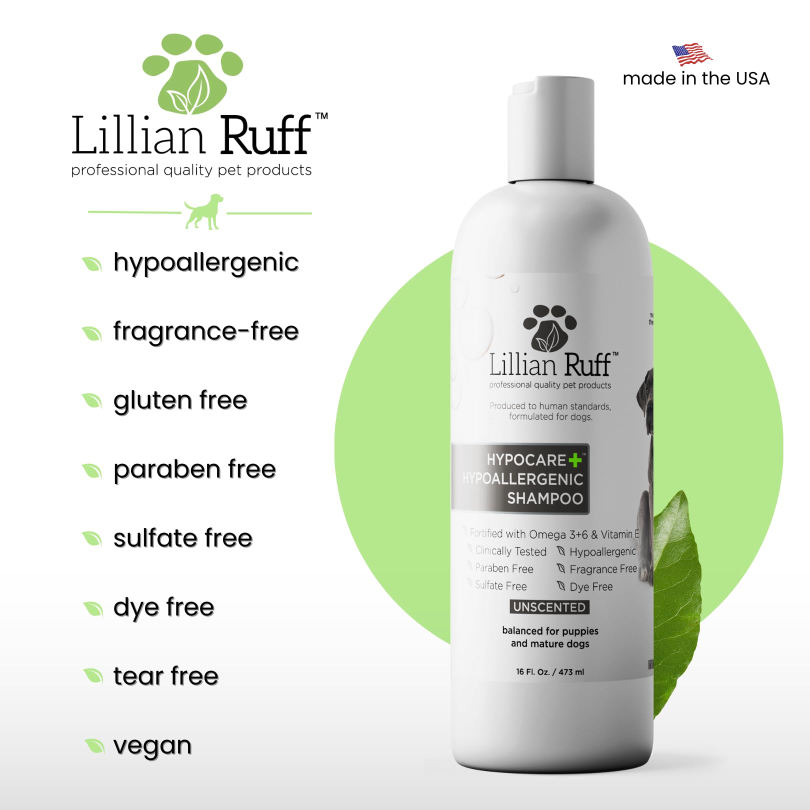 Fórmula sin sulfatos ni parabenos de Lillian Ruff HypoCare+ para piel sensible