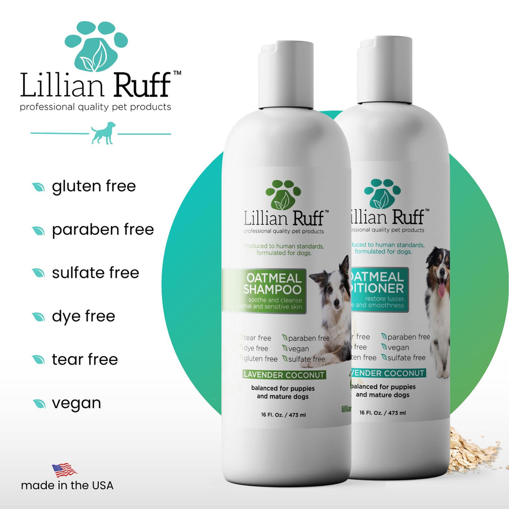 Uso en baño para perros, experiencia calmante con lavanda y coco de Lillian Ruff.