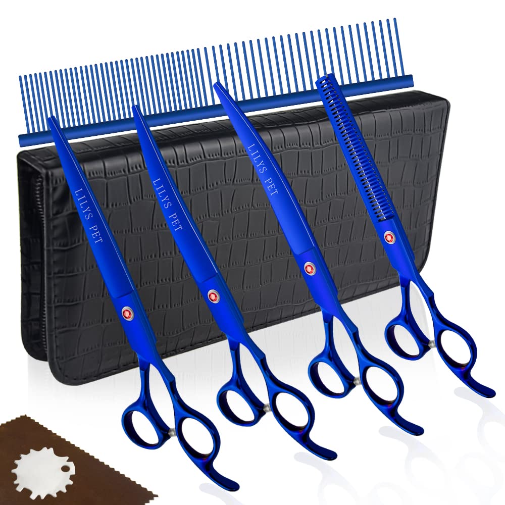 Tijeras Lilys Pet para corte de perros con recubrimiento de titanio, precisión asegurada.