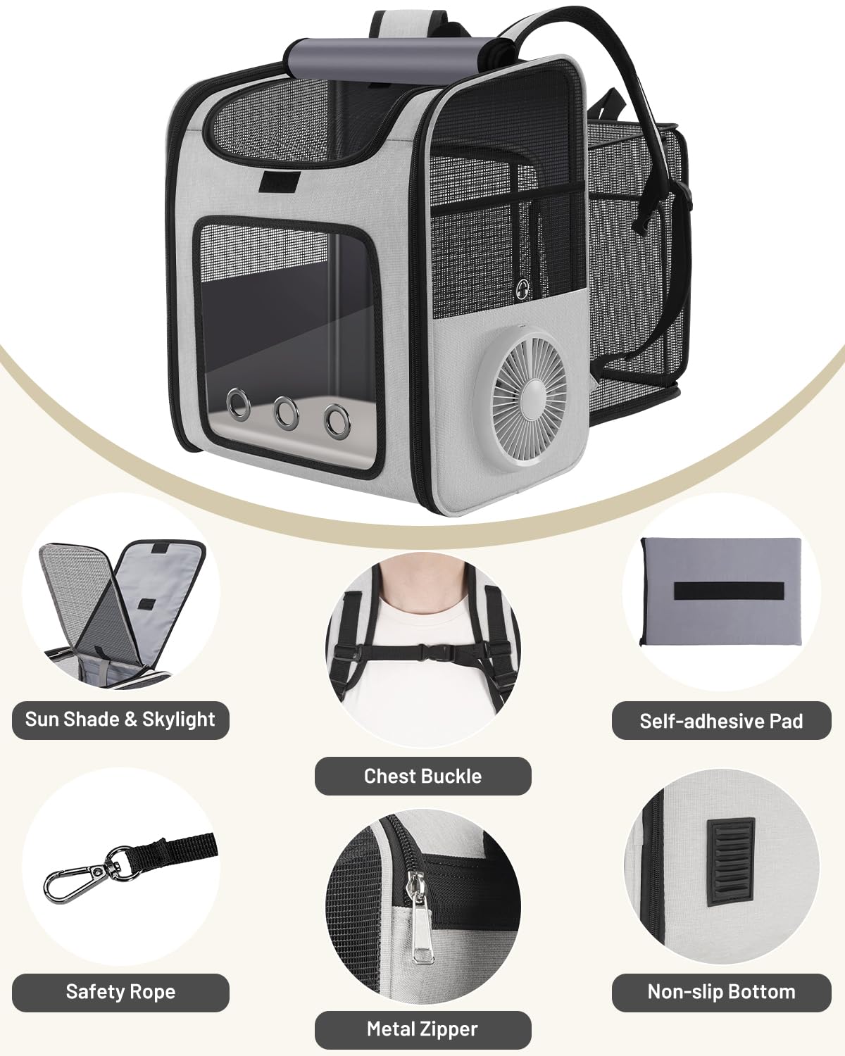 LINCAE gato mochila diseño ligero y resistente para viajes sin complicaciones.