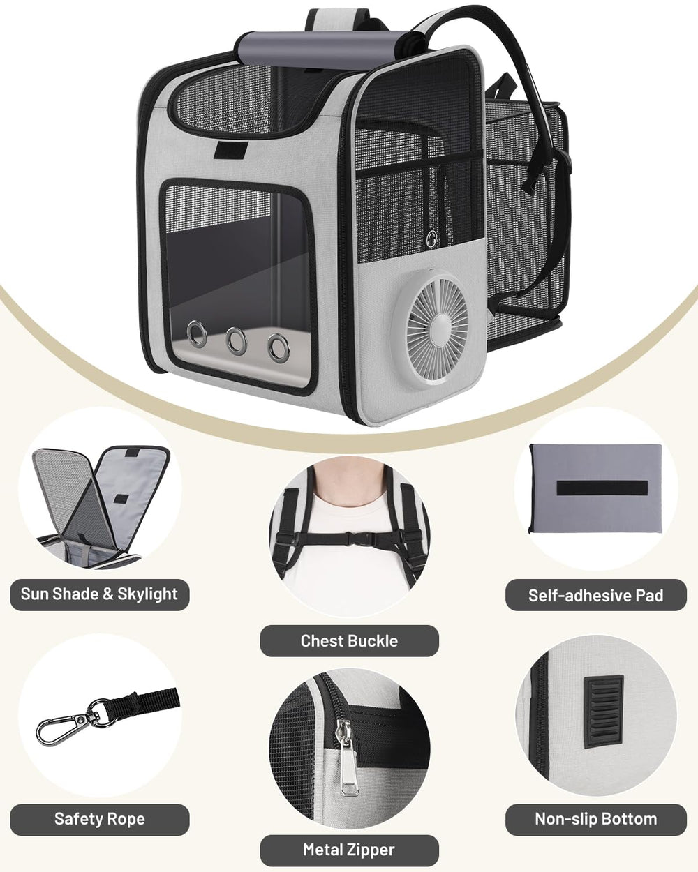 LINCAE gato mochila diseño ligero y resistente para viajes sin complicaciones.