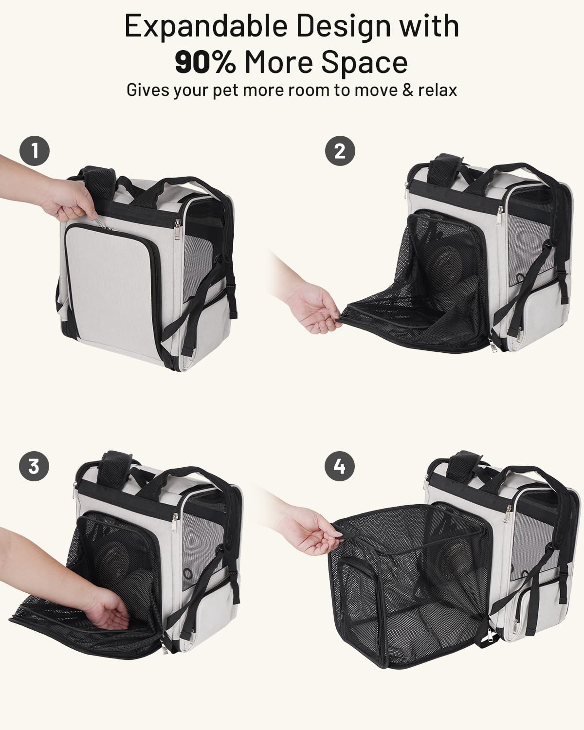 LINCAE gato mochila con malla de ventilación para buena circulación de aire.
