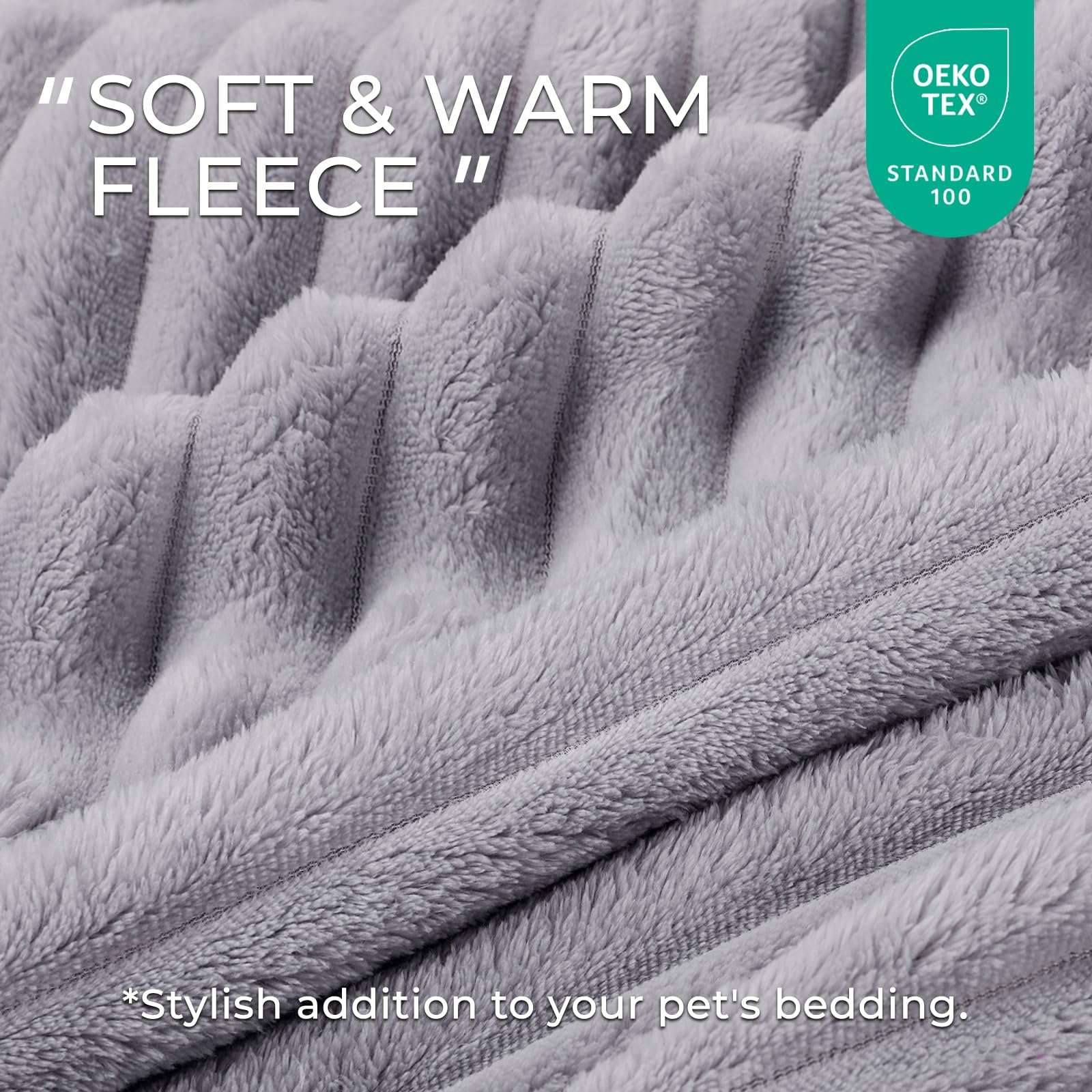 Manta LINENLUX para perro durmiendo gris, confort cálido.