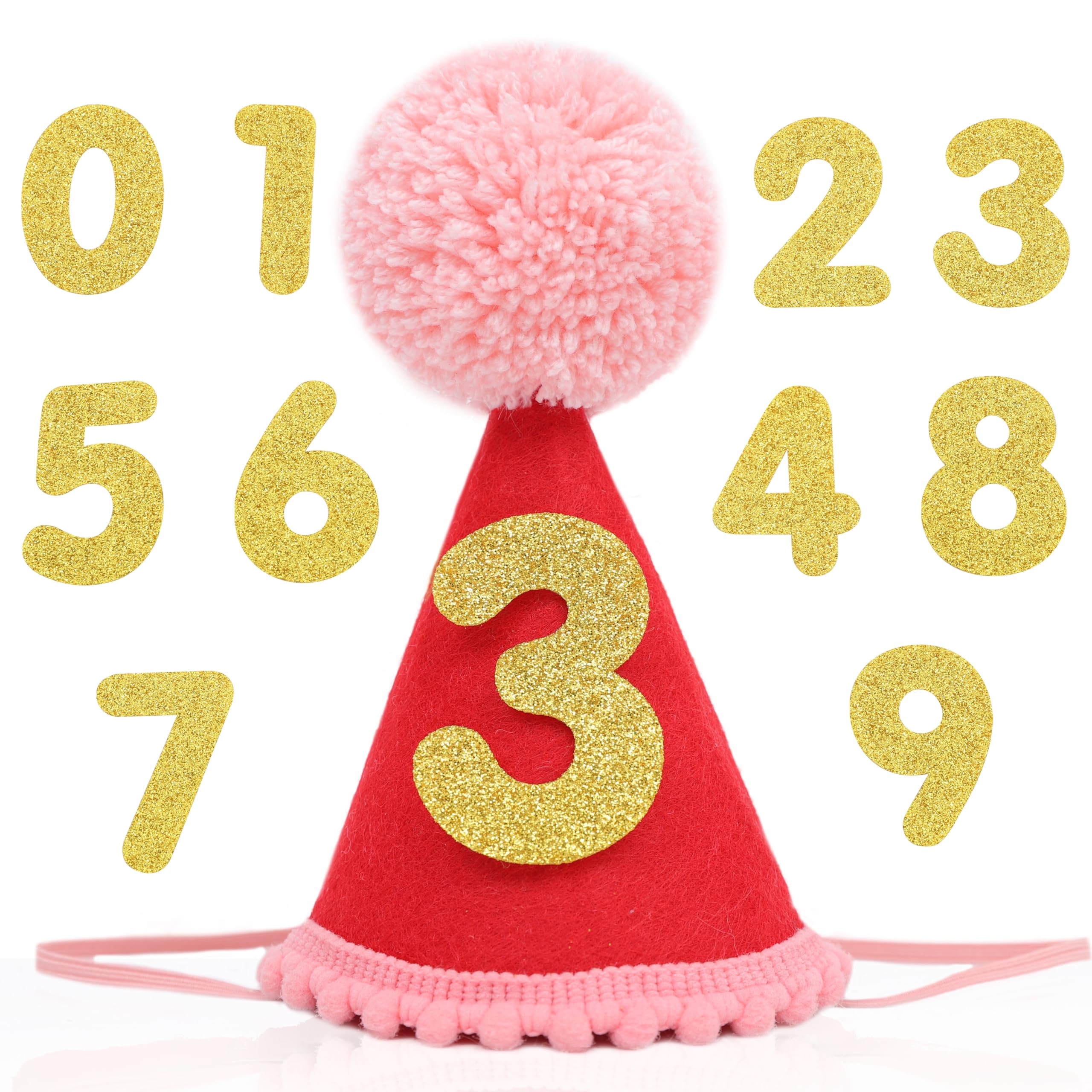 LINGANA Gorro de cumpleaños para mascota con números intercambiables, ideal para foto del primer año.