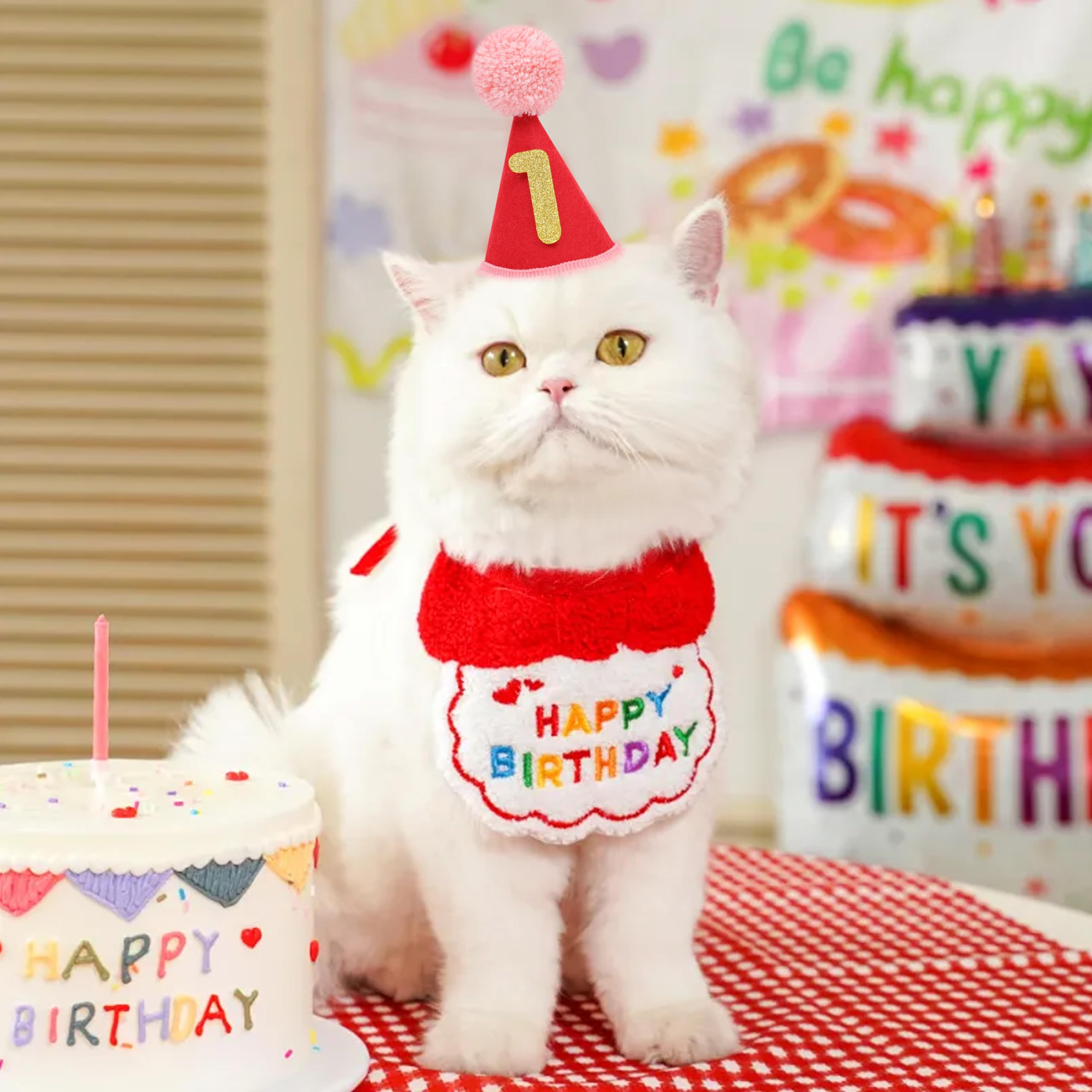 LINGANA Gorro de cumpleaños para mascota, materiales suaves para una fiesta cómoda.