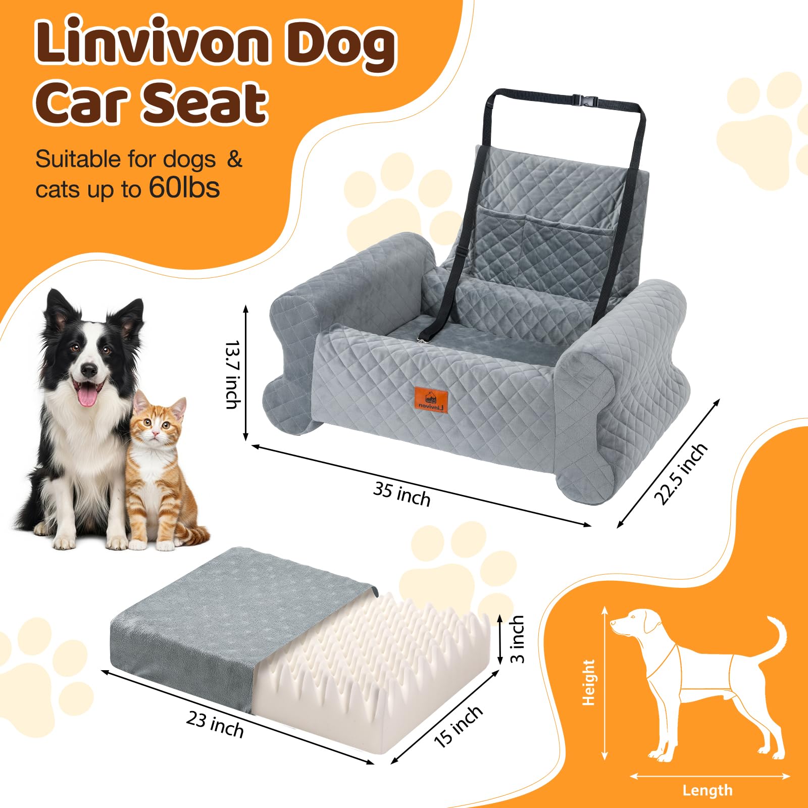 Linvivon espuma memoria, base suave que reduce vibraciones para viajes tranquilos.