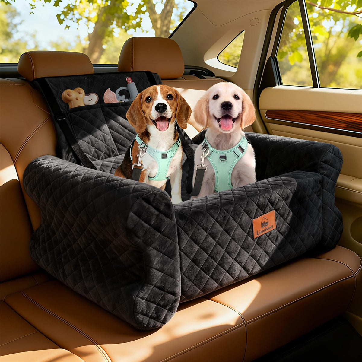 Linvivon: asiento para perro de tamaño mediano a grande en coche para mayor comodidad y seguridad.