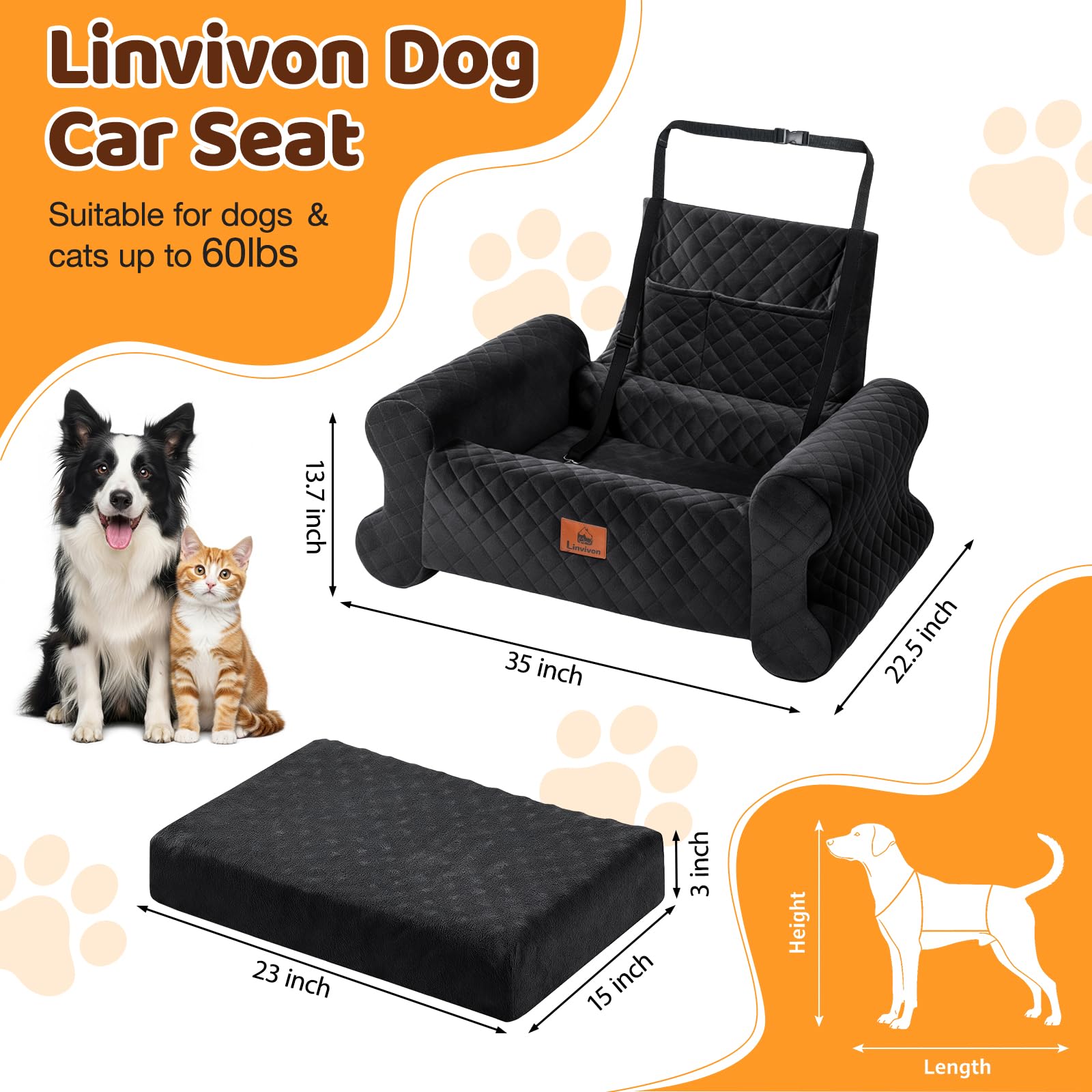 Linvivon: bolsillos traseros para almacenar golosinas, juguetes y accesorios del viaje.