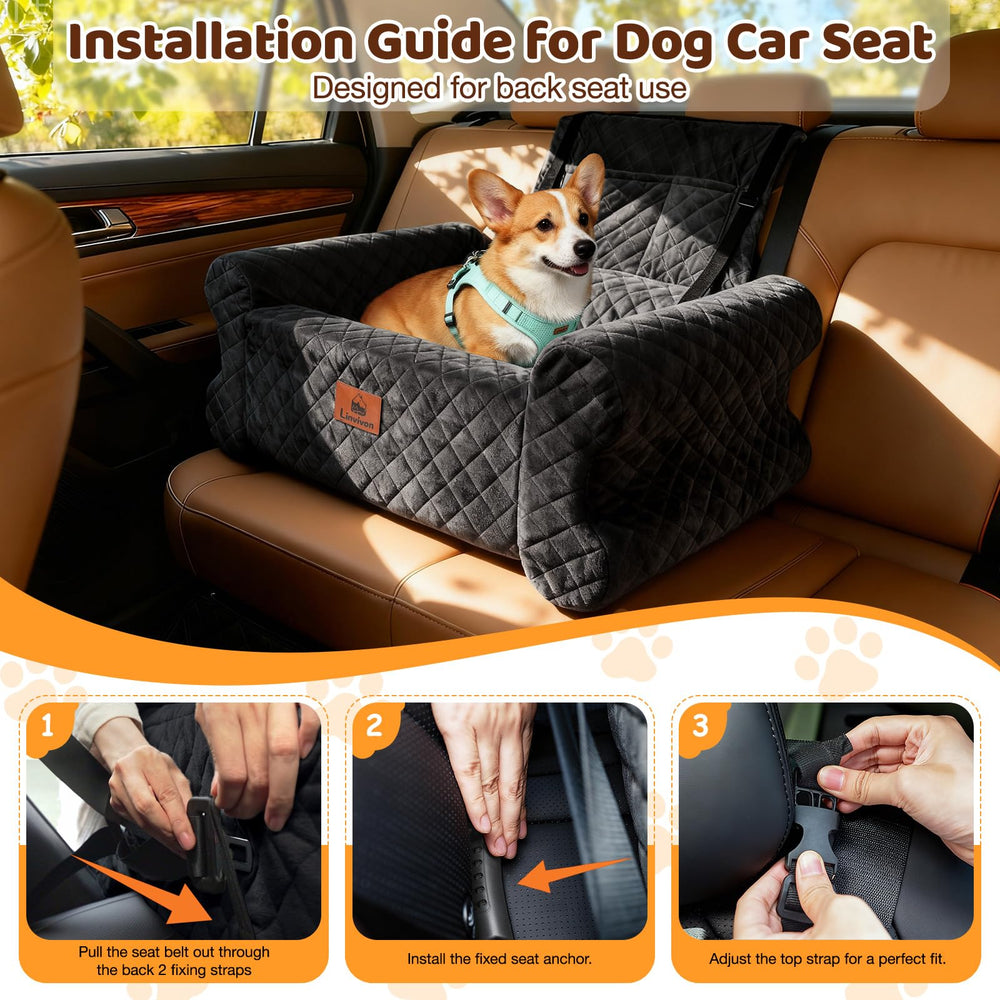 Linvivon: correas de seguridad integradas para mantener al perro seguro durante el viaje.