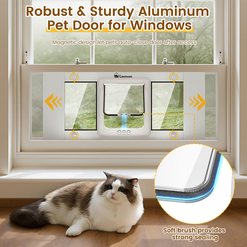 Linvivon Puerta para Gato con marco de aluminio resistente.