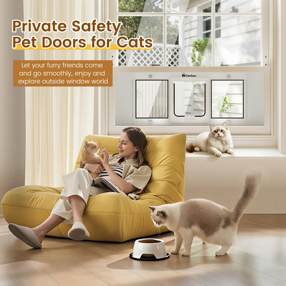 Linvivon puerta para ventana visión exterior clara para gato