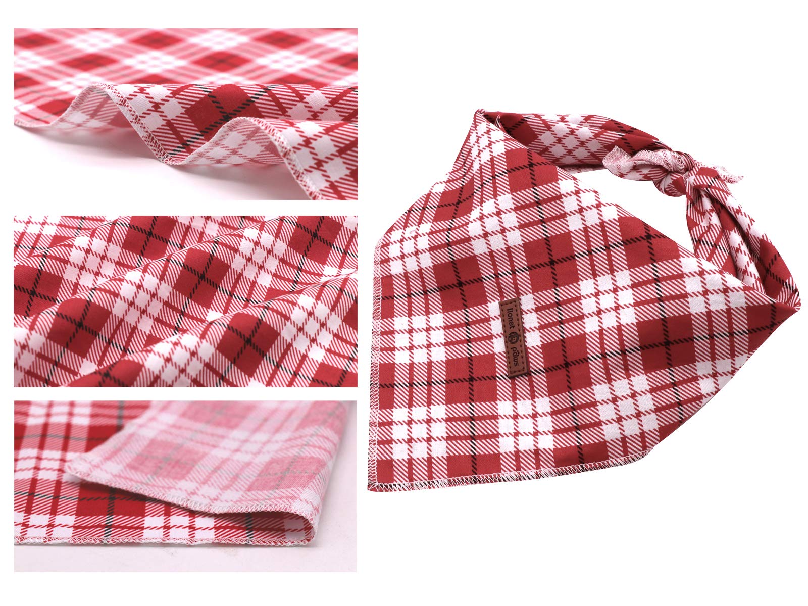 Bandana de algodón Lionet Paws, color rojo, suave y lavable para uso diario.
