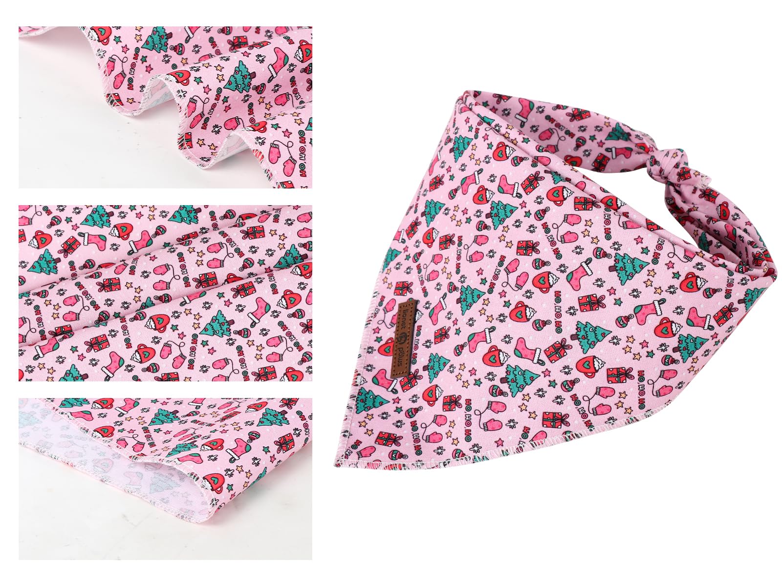 Bandana de algodón Lionet Paws rosa, suave para uso diario del perro.