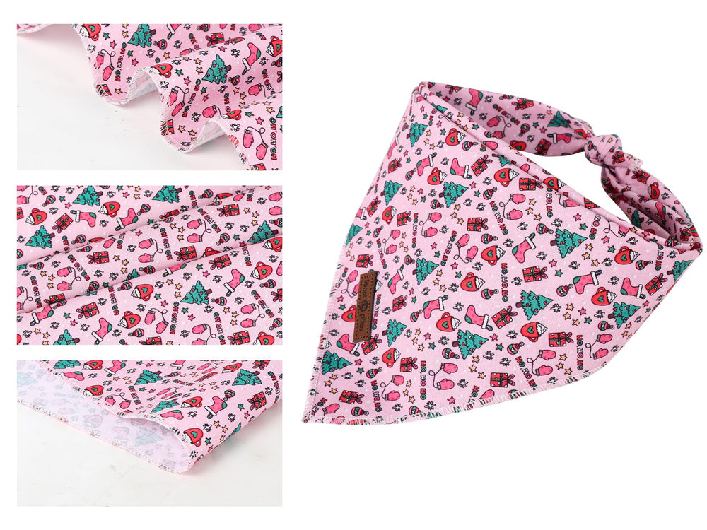 Bandana de algodón Lionet Paws rosa, suave para uso diario del perro.