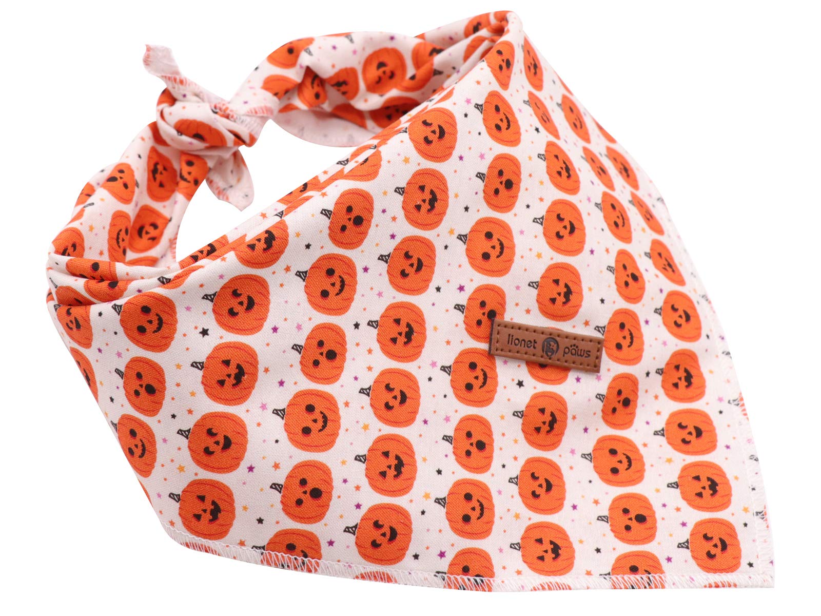 Bandana lavable Lionet Paws, color naranja calabaza, ideal para uso diario.