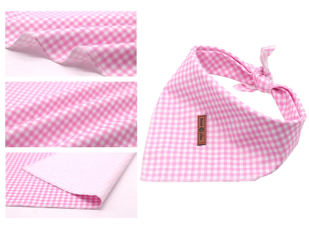 Bandana de algodón lavable Lionet Paws rosa suave para paseos.