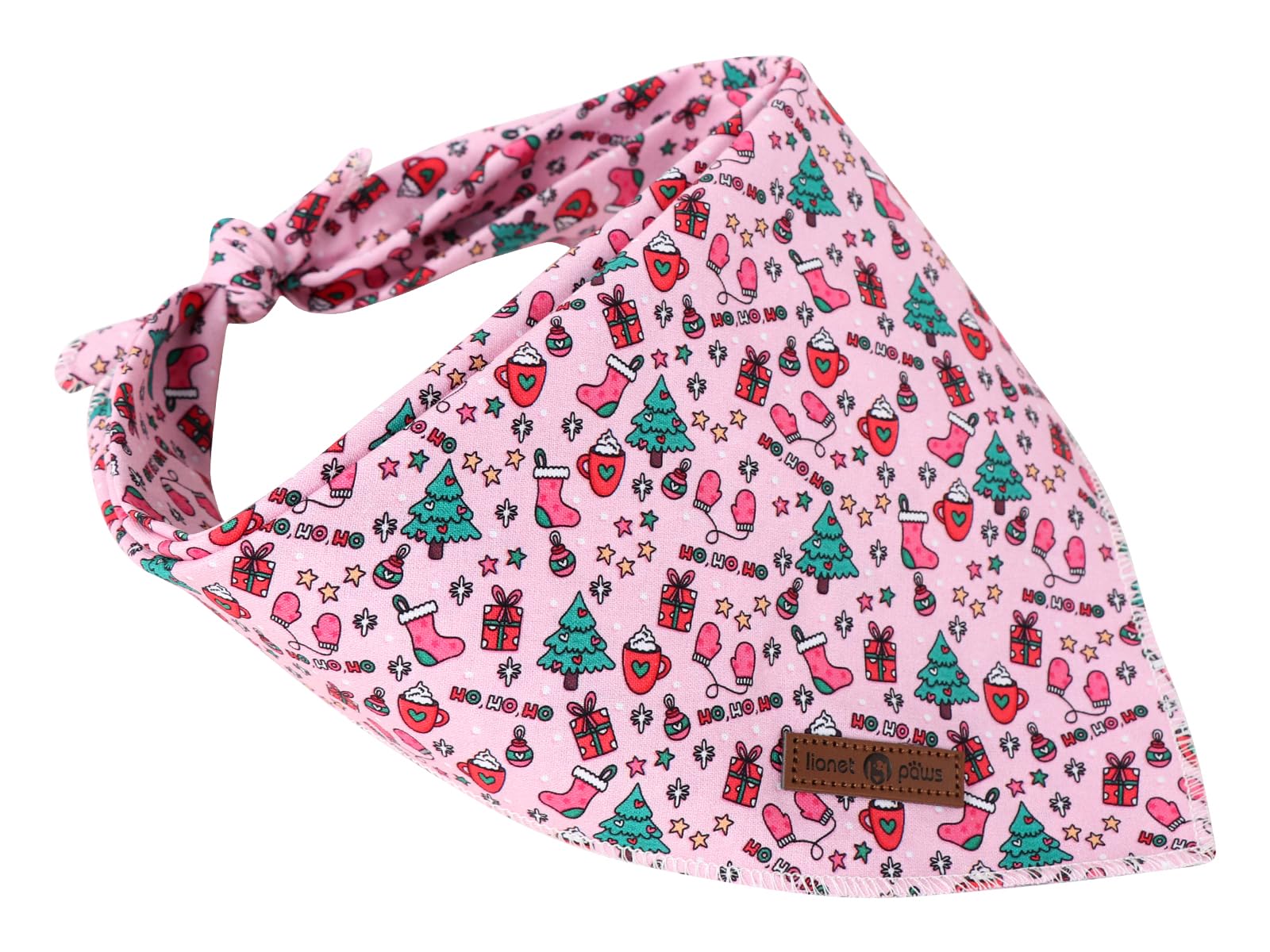 Bandana navidad Lionet Paws para perro rosa, dorsal, ideal para resaltar el color.