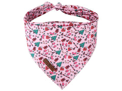 Bandana navidad Lionet Paws para perro rosa, frontal, ideal para fotos festivas.