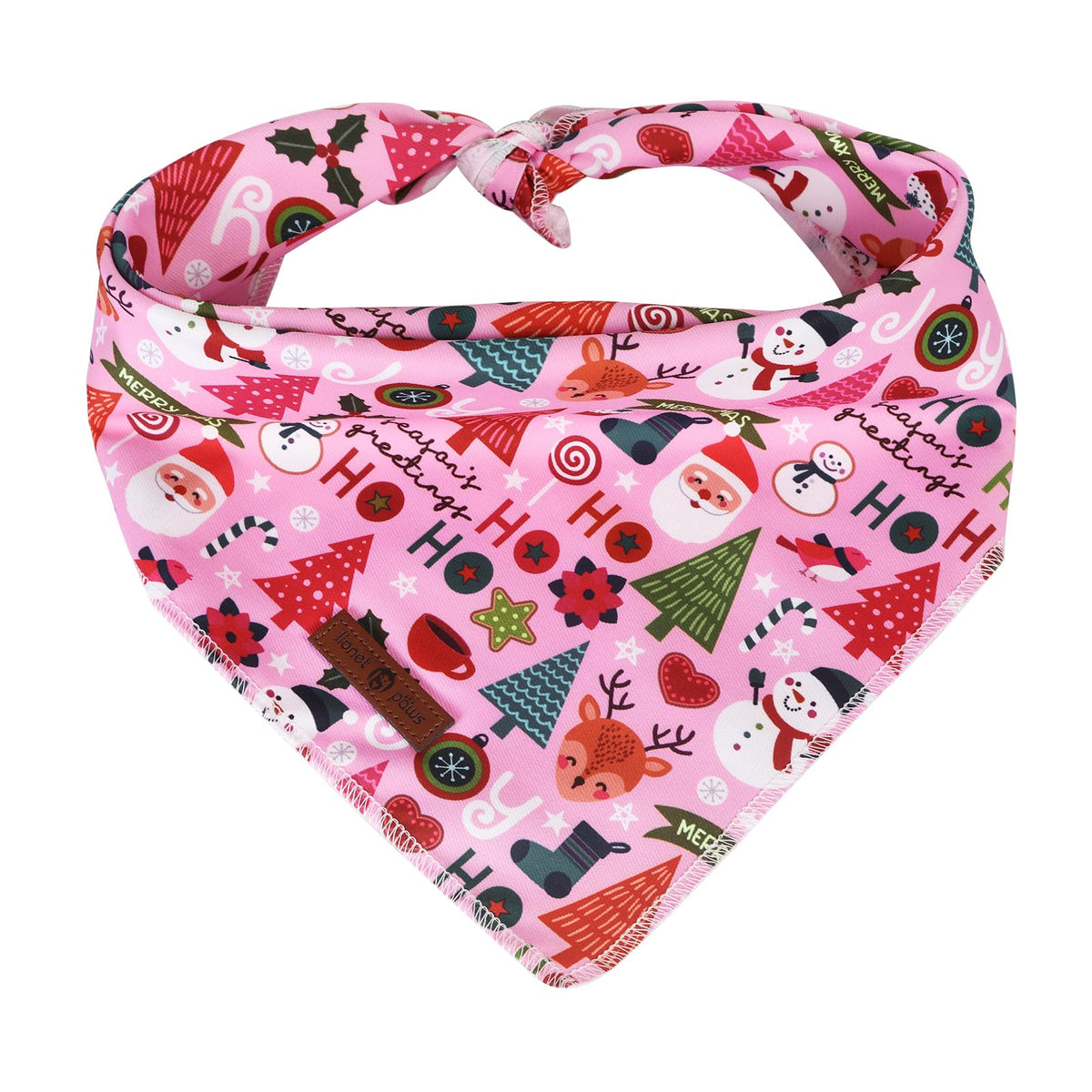 Bandana navideña Lionet Paws para perro rosa, ideal para fotos festivas.
