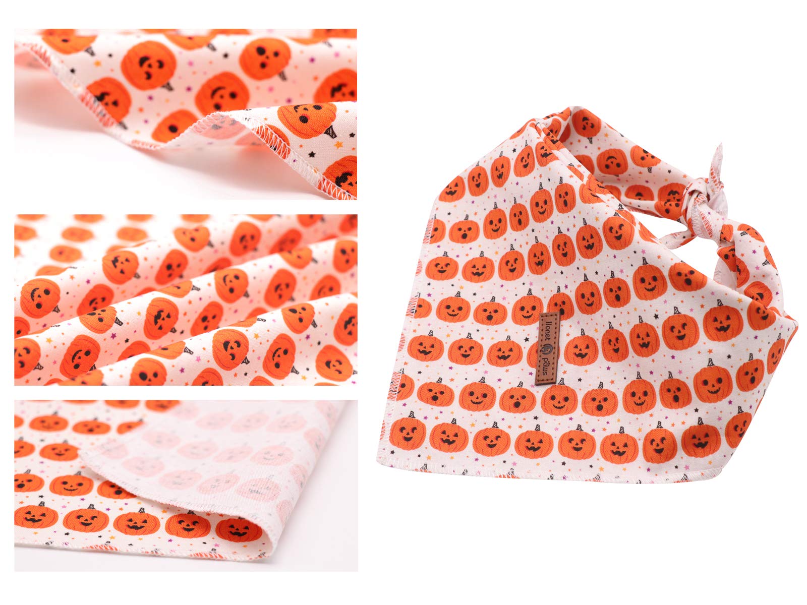 Bandana canina Lionet Paws, diseño naranja calabaza, cómodo tejido de algodón.