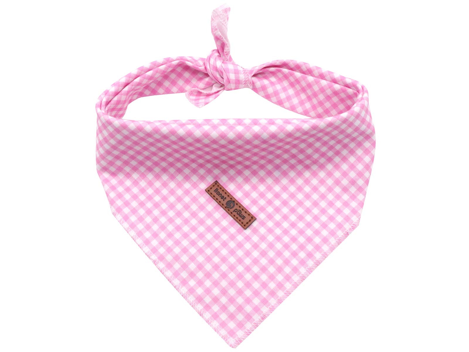 Bandana para perro Lionet Paws rosa con cuadros, ideal para look diario.