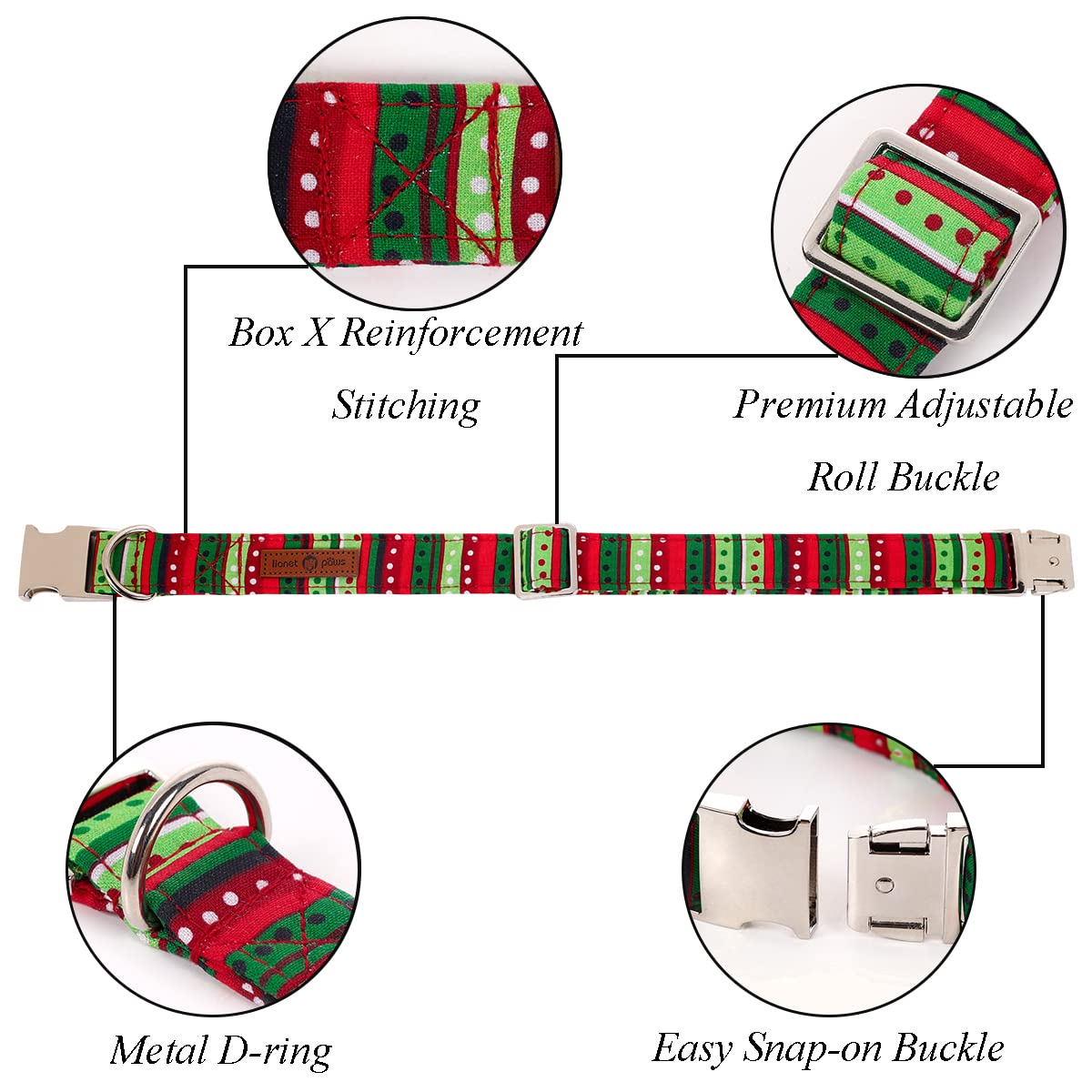 Lionet Paws collar ajustable 16-24 pulgadas, confort diario para perros.