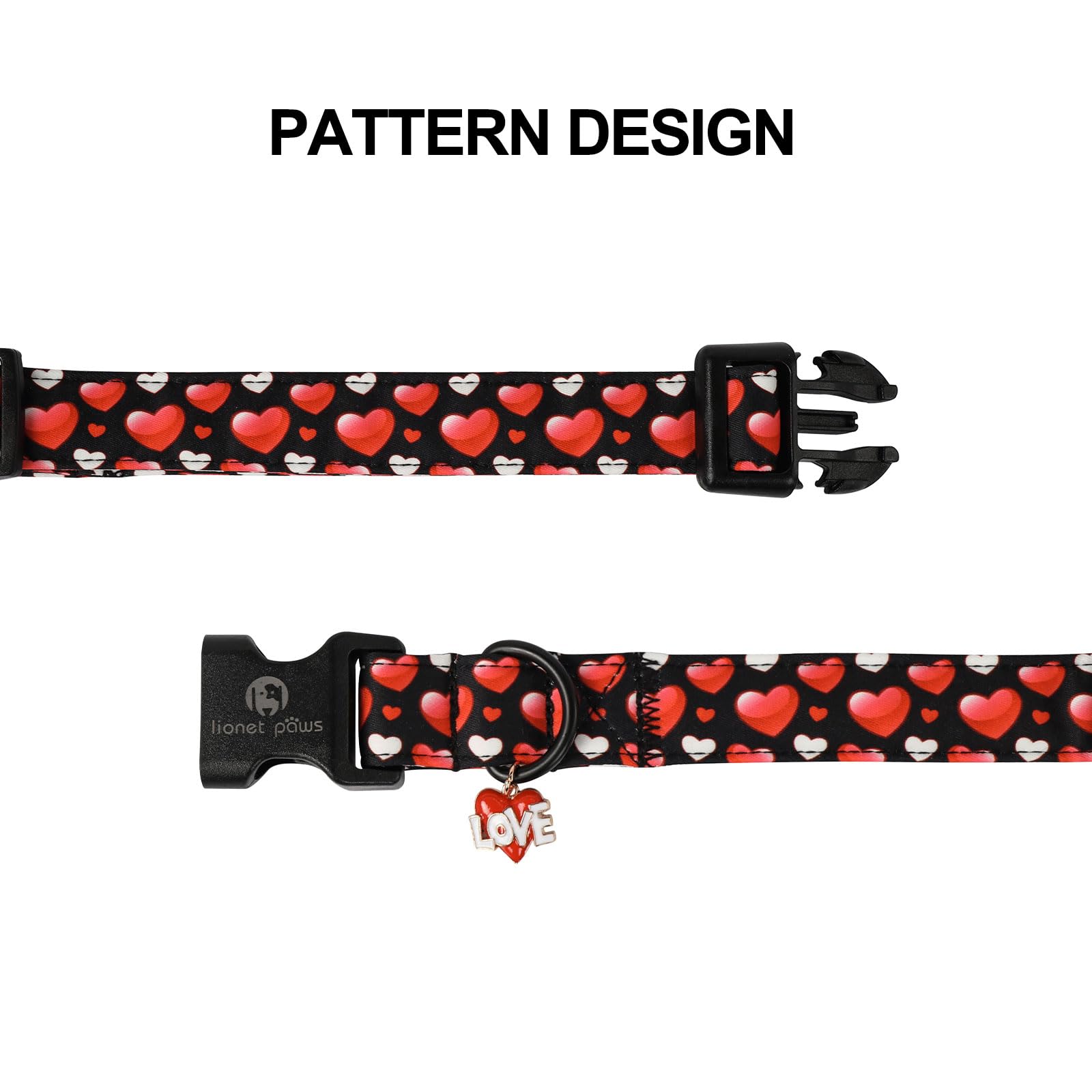 Collar Lionet Paws diseño con corazones rosas para ocasiones especiales.