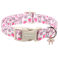 Lionet Paws collar rosa fresa, cómodo para paseos diarios.