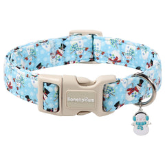 Collar Lionet Paws azul de Navidad para perros, cómodo y ajustable para paseos festivos