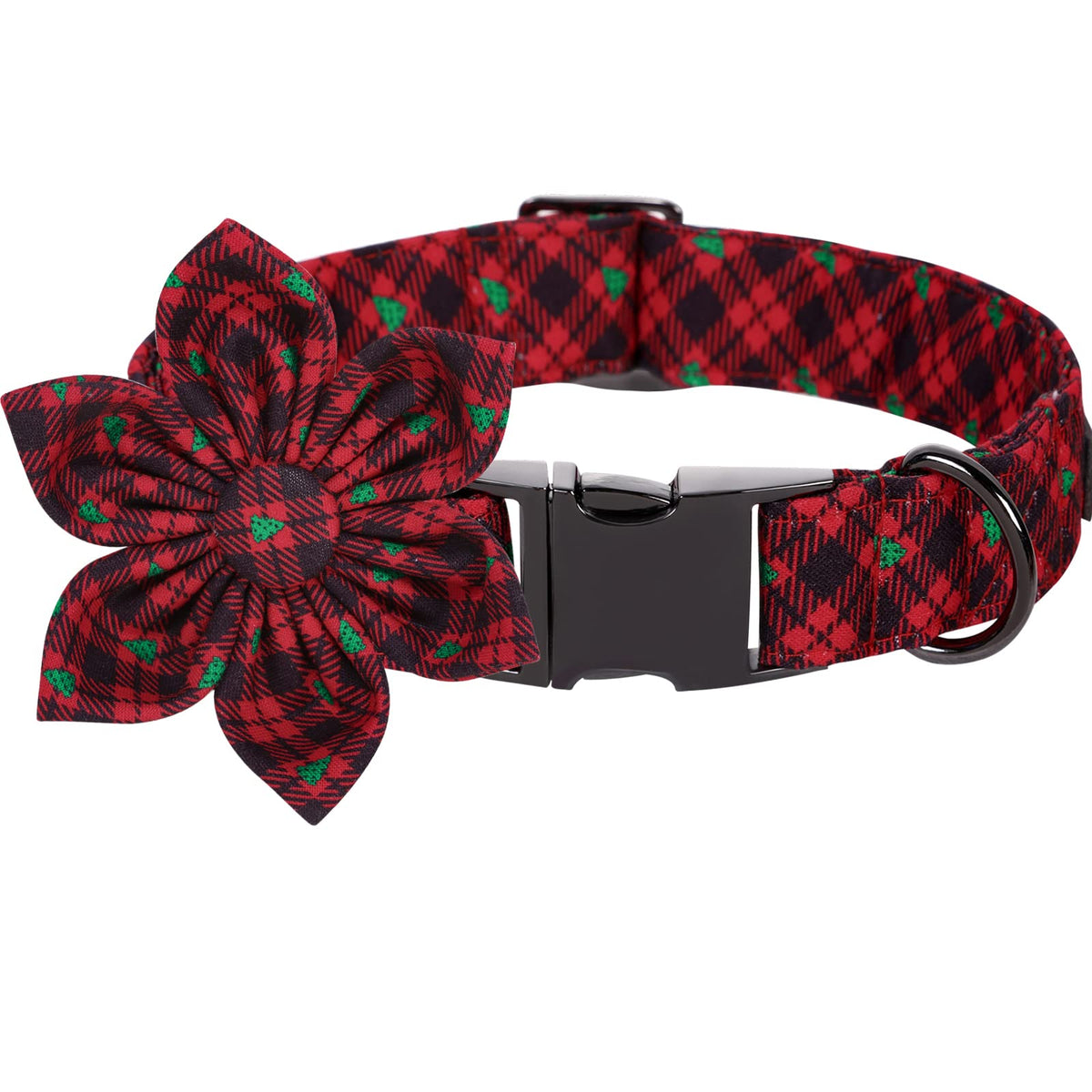 Collar Lionet Paws navidad con flor y cierre metálico, seguro y cómodo para perros