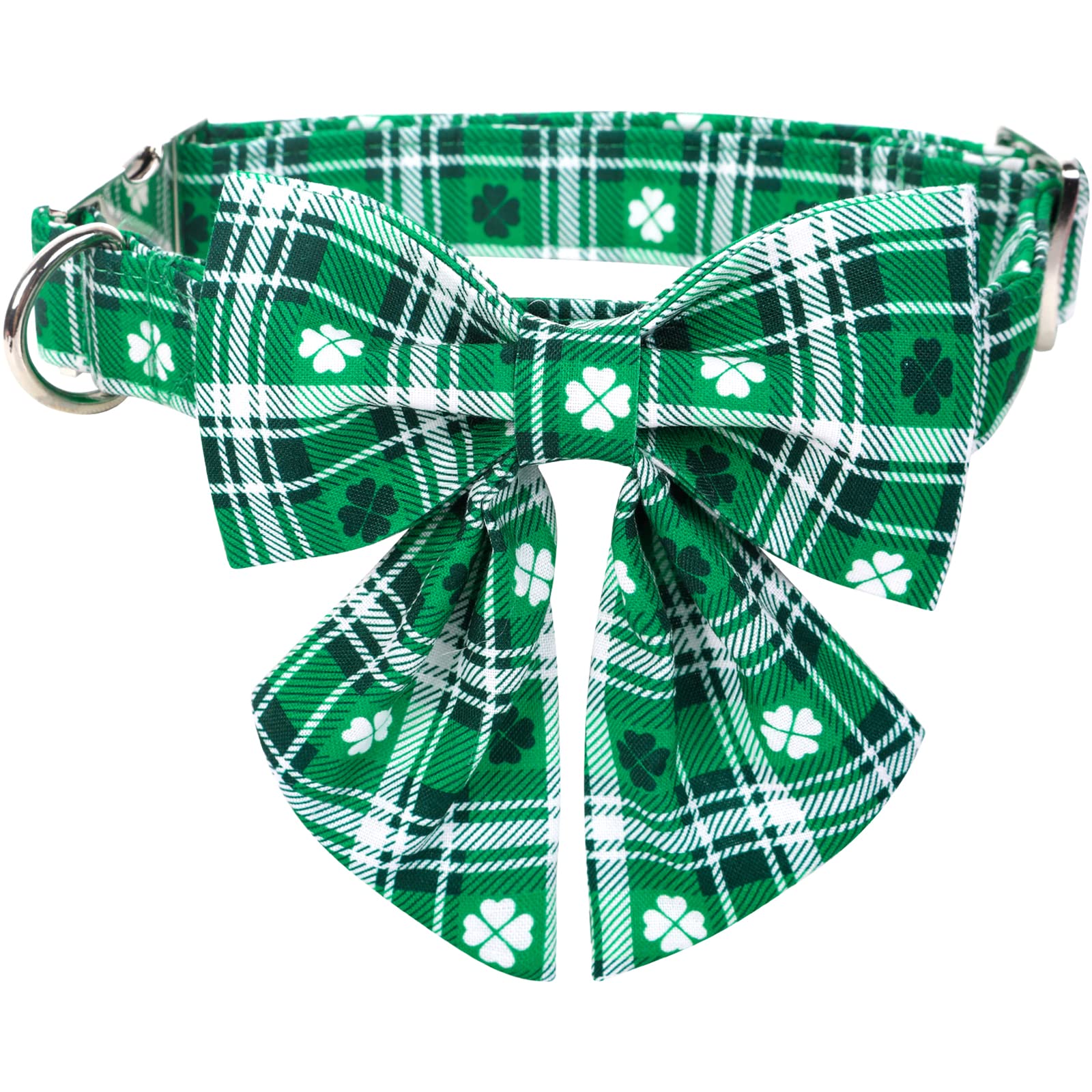 Collar Lionet Paws verde irlandés con lazo para fiestas