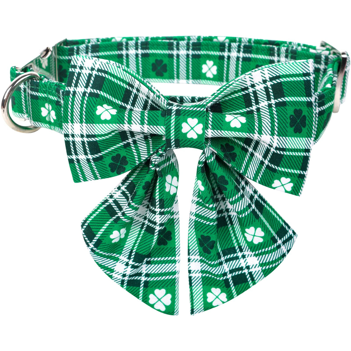 Collar Lionet Paws verde irlandés con lazo para fiestas
