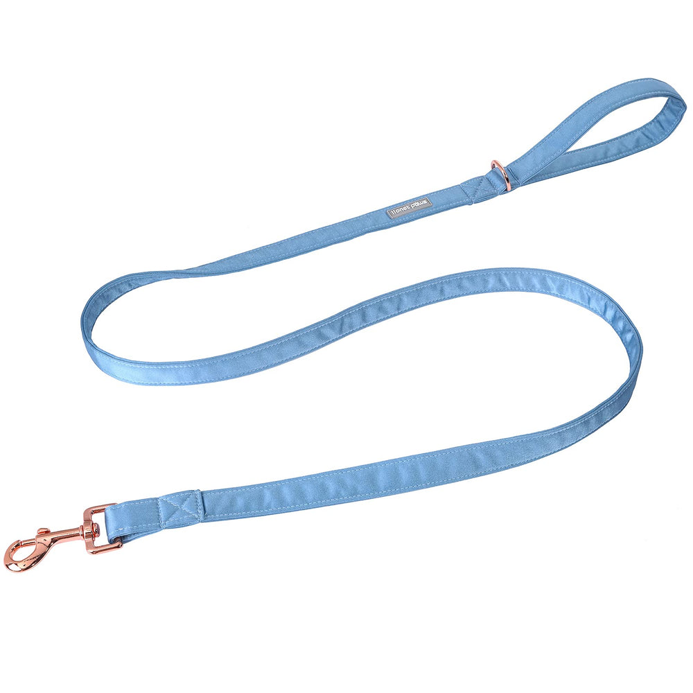 Correa Lionet Paws en seda azul para paseos suaves y cómodos.