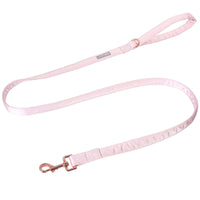 Lionet Paws correa para perro de seda rosa, ideal para paseos diarios.