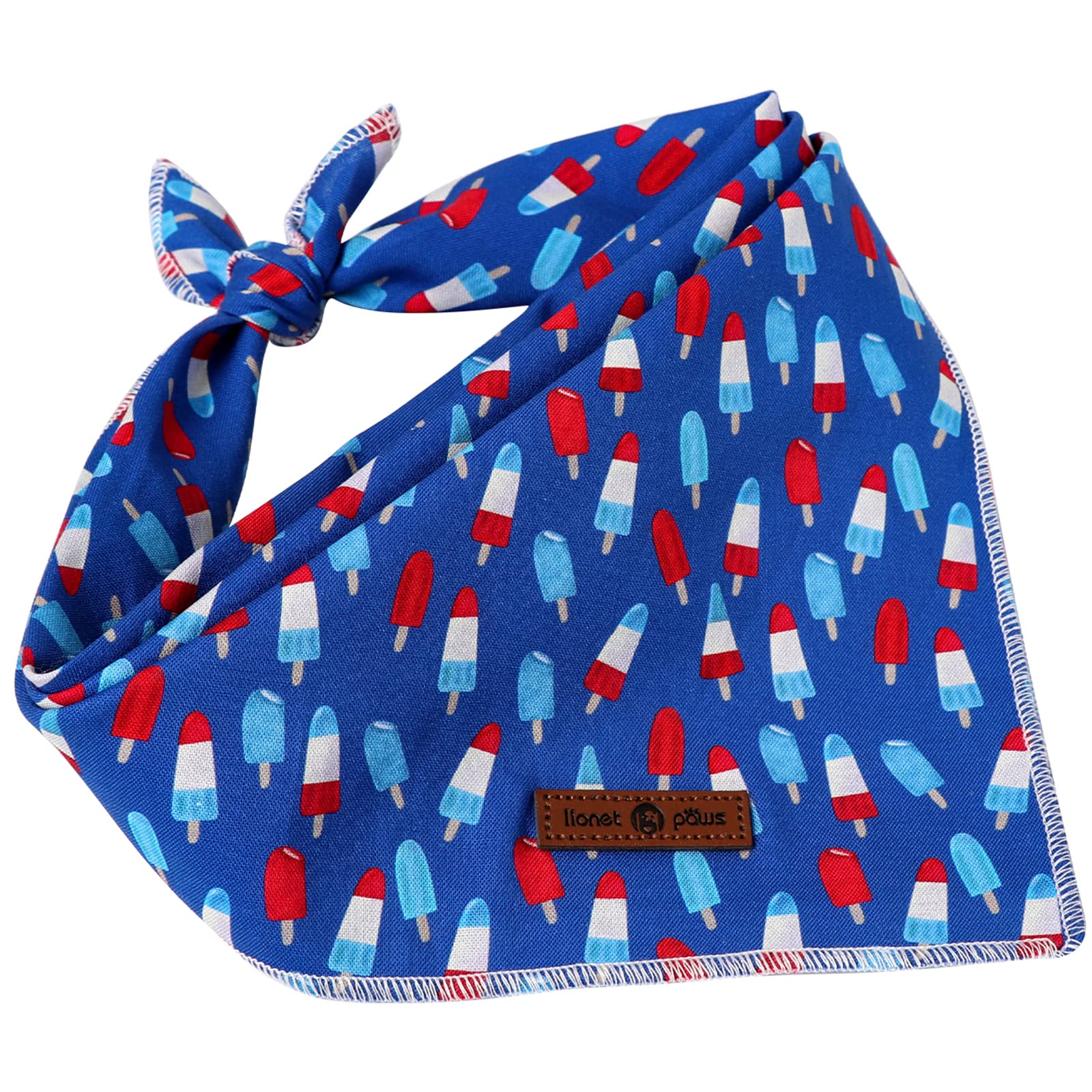 Detalles únicos del patrón de la bandana Lionet Paws para fotos divertidas.