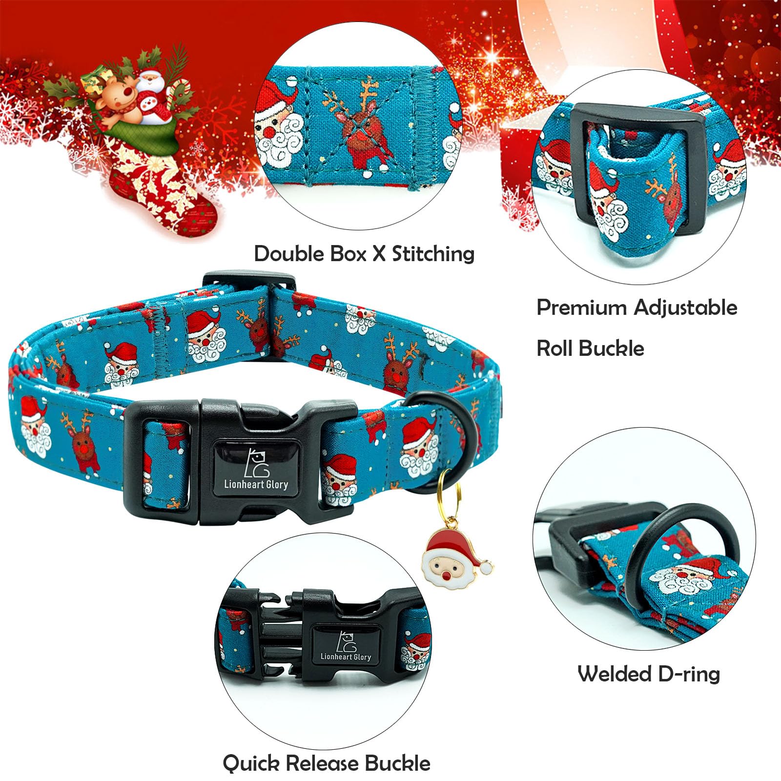 Collar ajustable grande Lionheart Glory, cómodo y seguro para perros grandes.