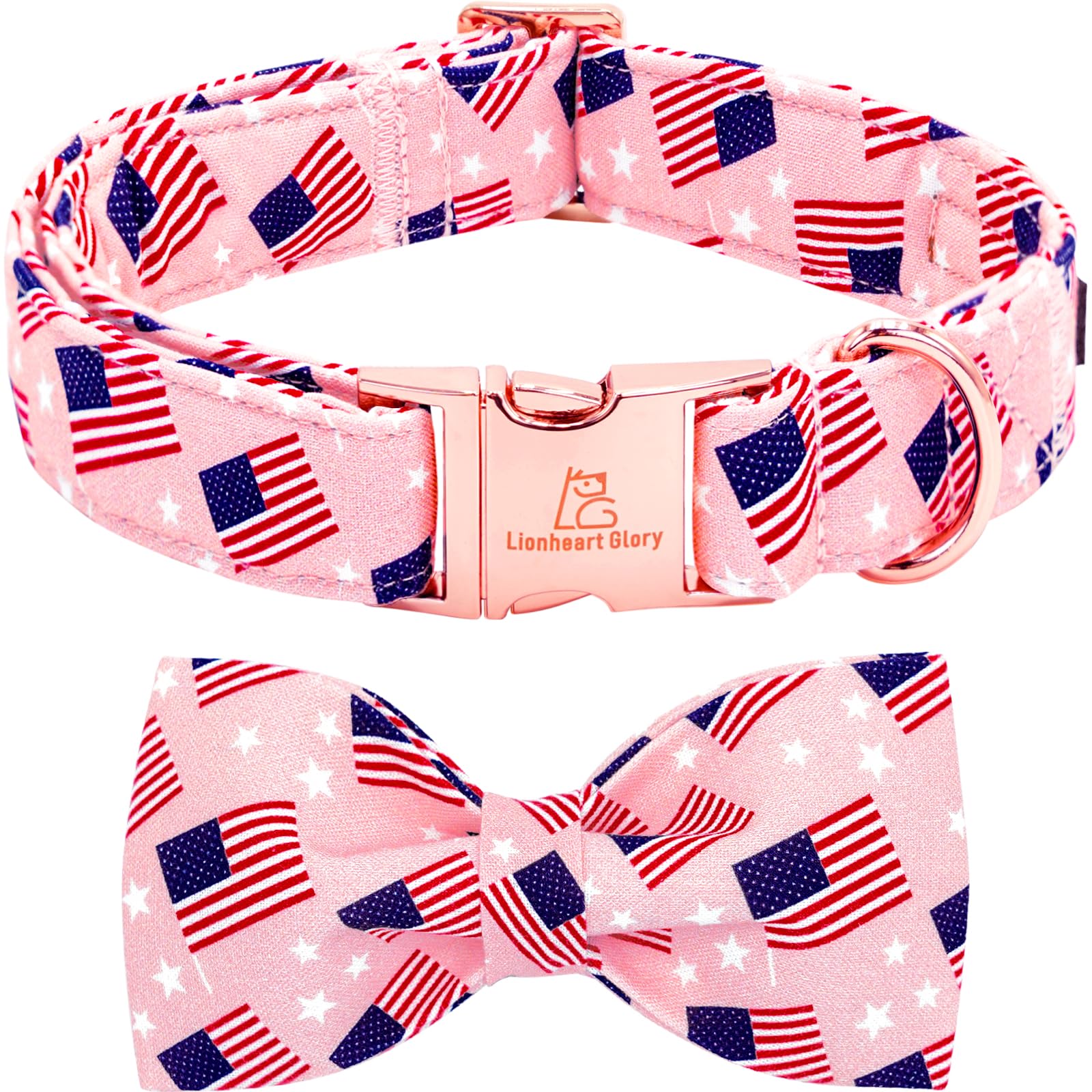 Collar Lionheart Glory con bandera americana, ideal para fiestas patrias.