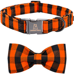 Lionheart glory collar con lazo plaid, vista frontal, destaca la personalidad de tu perro.