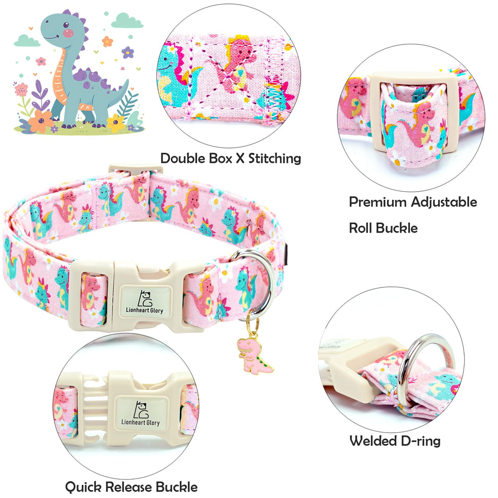 Collar Lionheart glory ajustable con diseño de dinosaurios para paseos diarios.