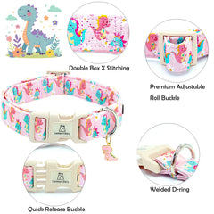 Collar Lionheart glory ajustable con diseño de dinosaurios para paseos diarios.