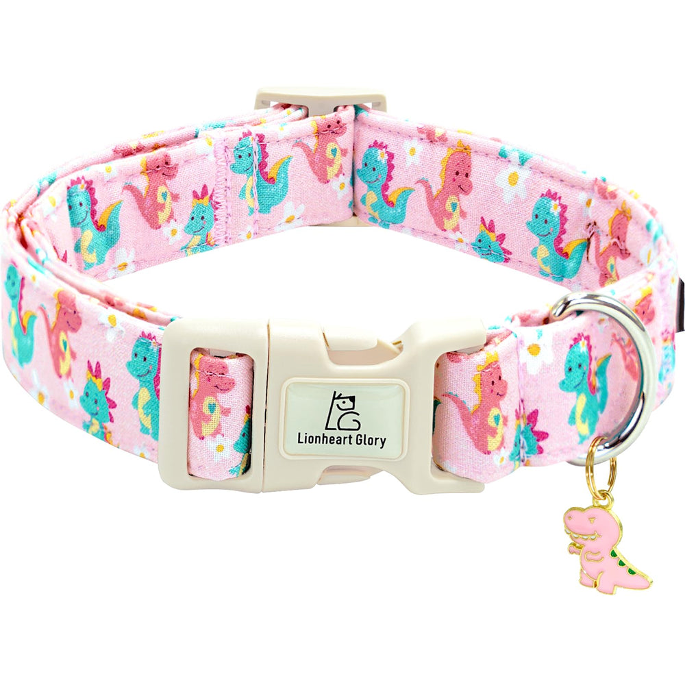 Collar Lionheart glory con patrón de dinosaurios para paseos diarios con estilo.