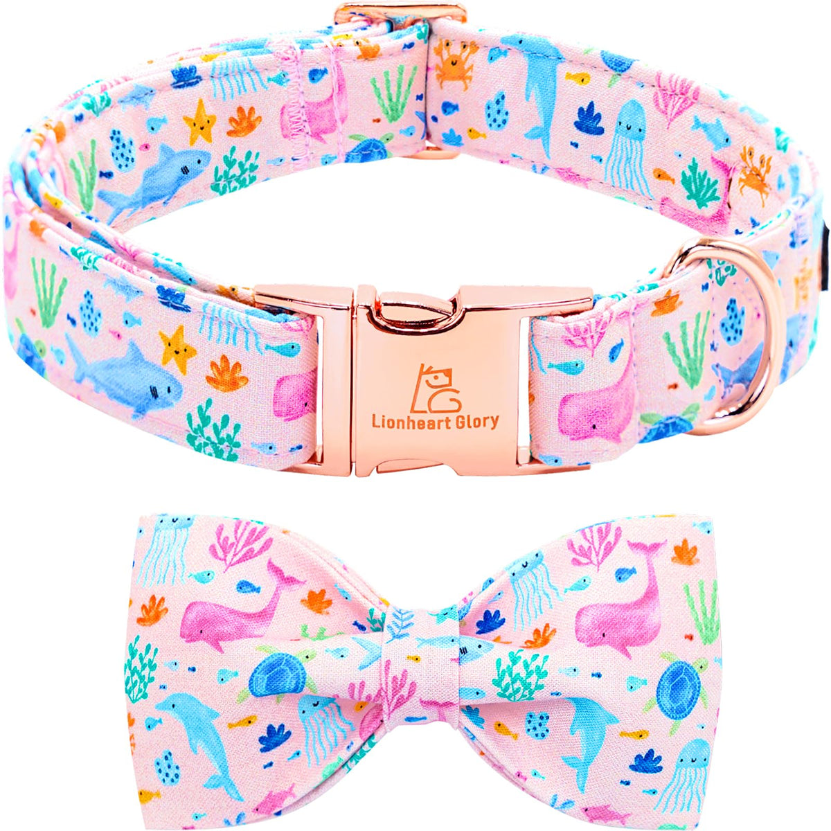 Collar Lionheart Glory con estampado marino rosa, ideal para paseos.