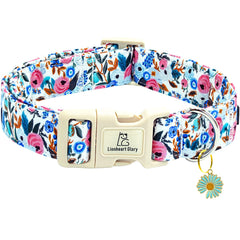 Collar Lionheart Glory con flor impresa para perro mediano, cómodo y llamativo, ideal para paseos.