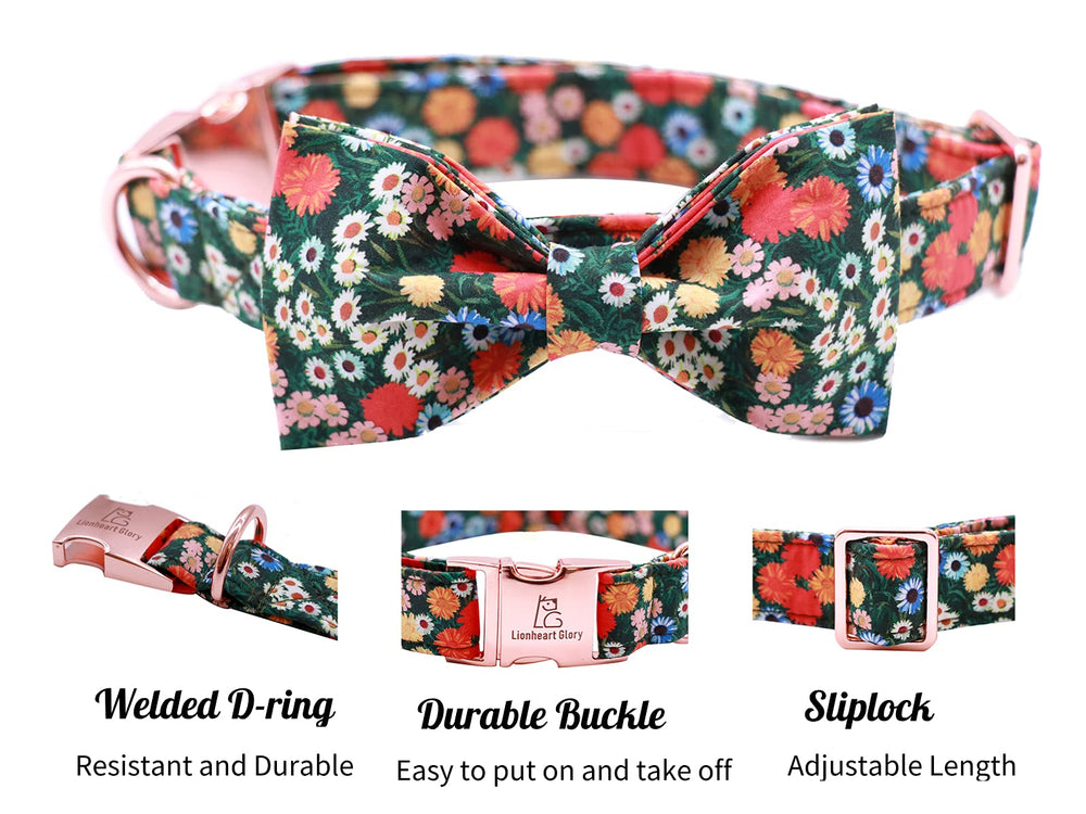 Detalle de la anilla en D en el collar floral Lionheart Glory.