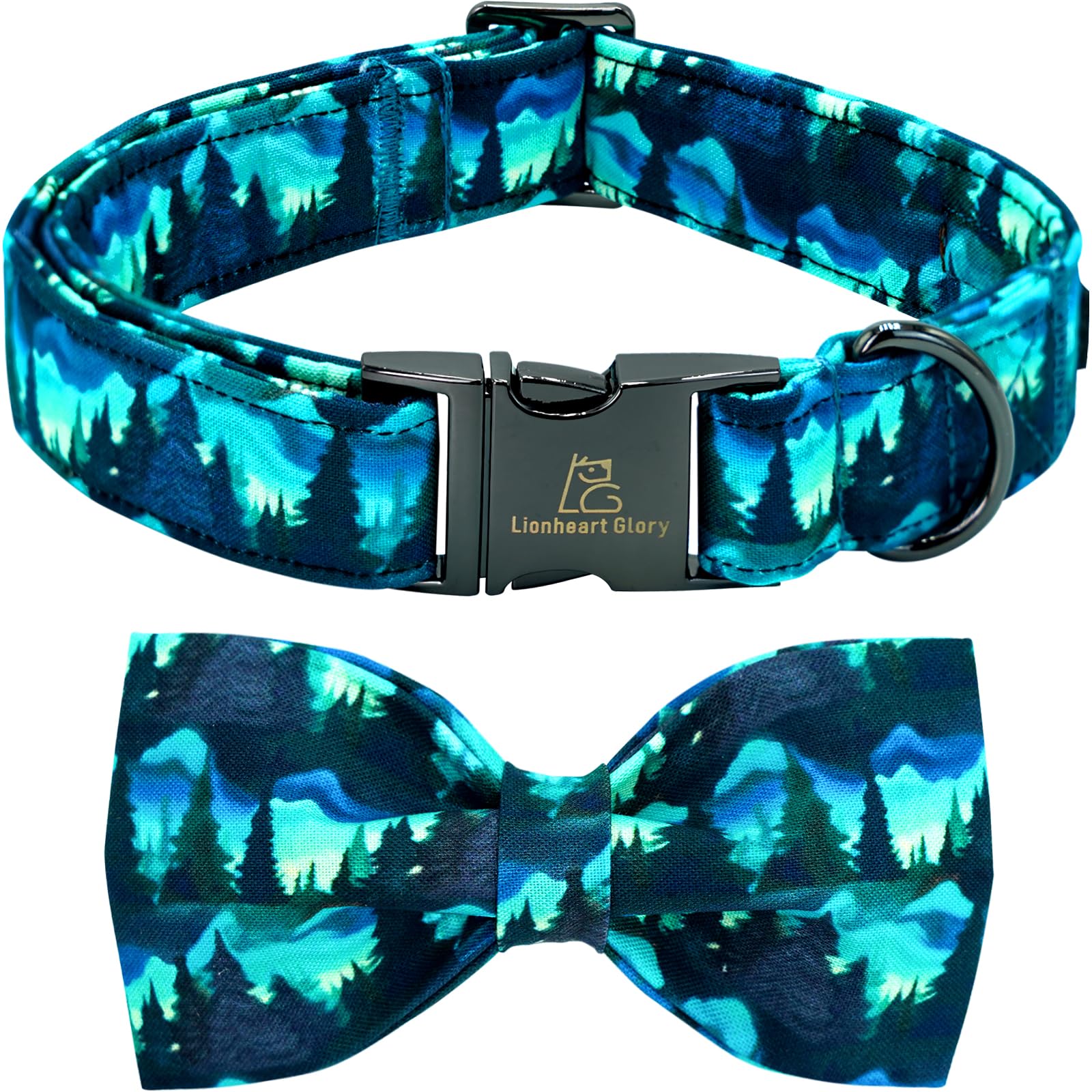 Collar Lionheart glory con lazo verde, ideal para paseos con estilo en perros pequeños.