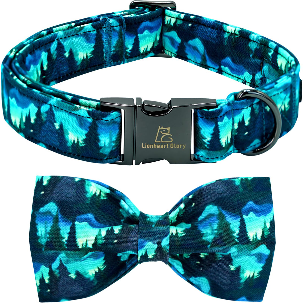 Collar Lionheart glory con lazo verde, ideal para paseos con estilo en perros pequeños.