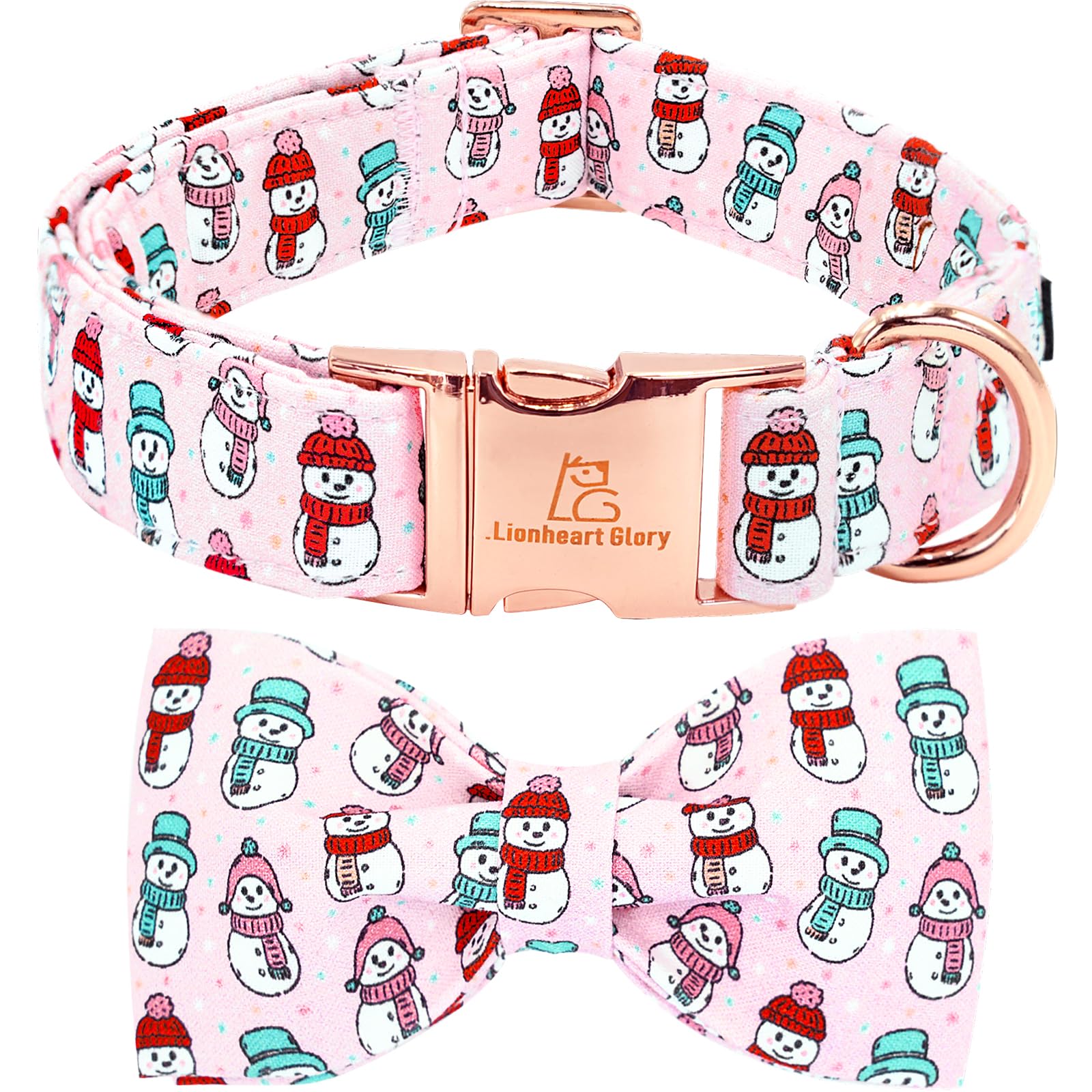 Collar Lionheart glory con lazo rosa para navidad mejora la apariencia del perro.