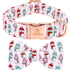 Collar Lionheart glory con lazo rosa para navidad mejora la apariencia del perro.