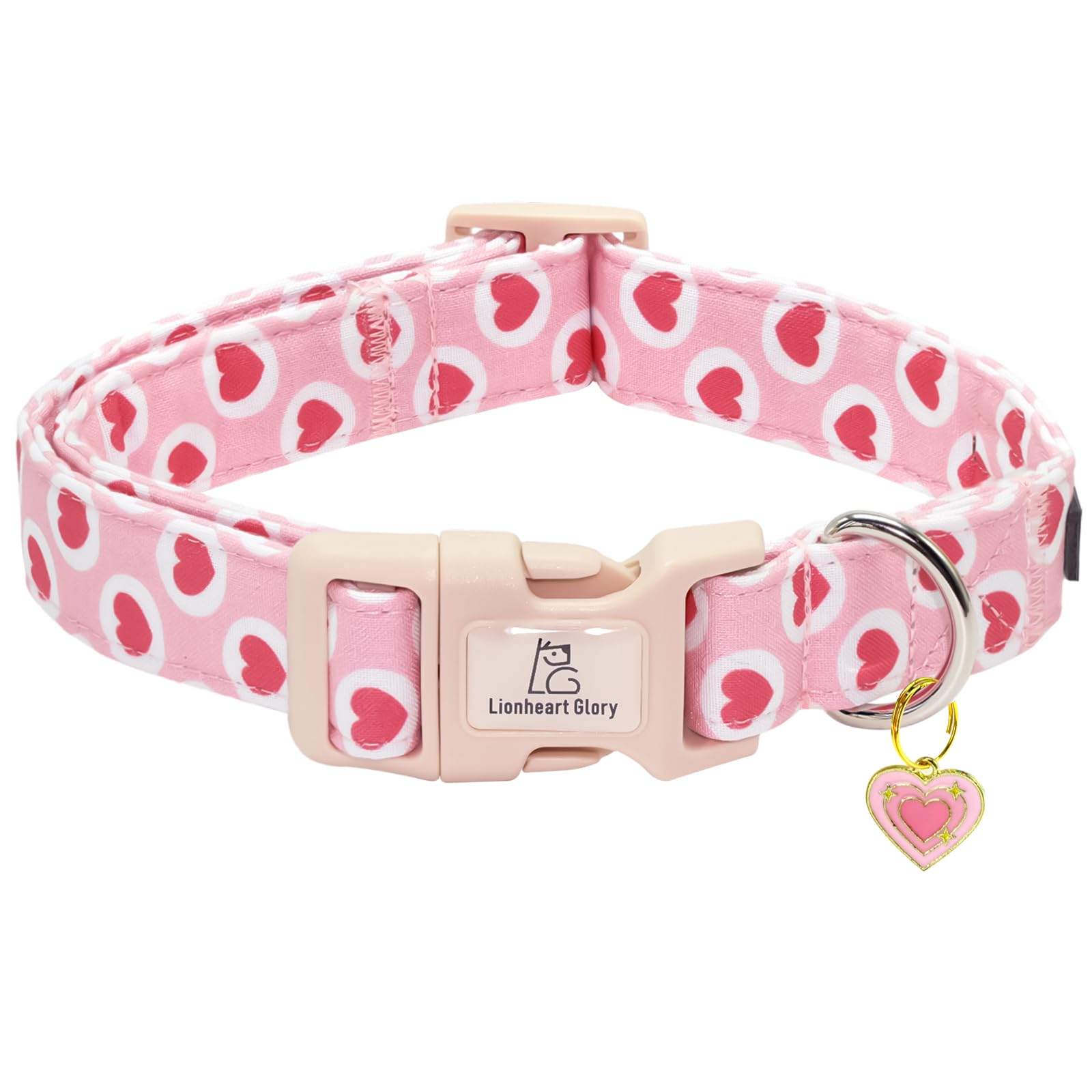 Lionheart glory collar para perro con corazón rosa y ajuste cómodo
